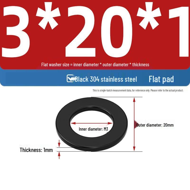 Ultra-Thin Black Zinc-Plated Stainless Steel Flat Washer (M2-M20)