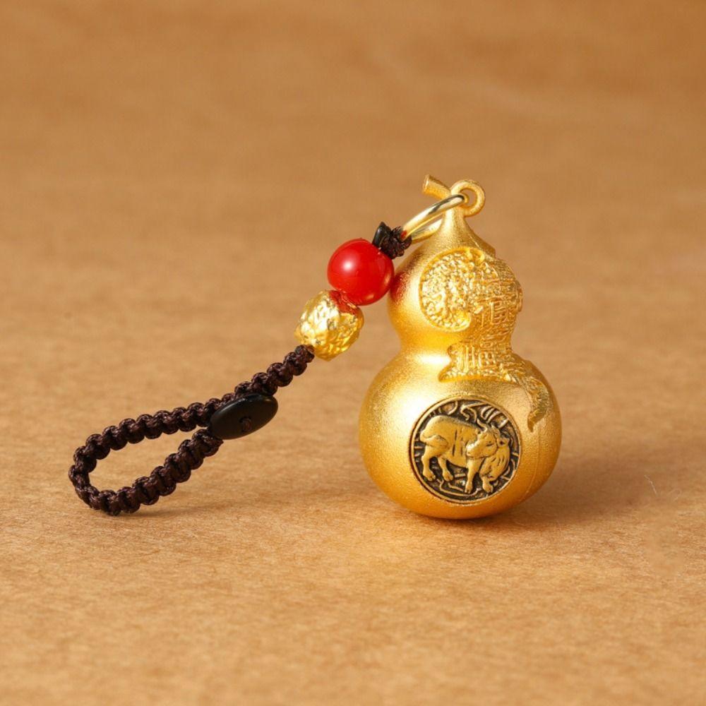 Feng Shui Gourd Rotating Keychain Hanging Car Keychain Creative Zodiac Keychain  Bag Pendant