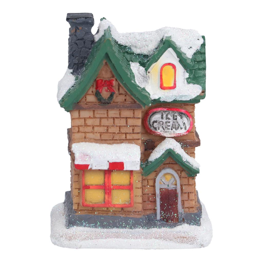 Resin Christmas Scene Village Houses Town with LED Light Battery Operate for Christmas Holiday