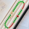Vintage Recommended Gray-Pink Natural Powder Crystal Artificial Opal Long Chain Gypsy Necklace Bracelet