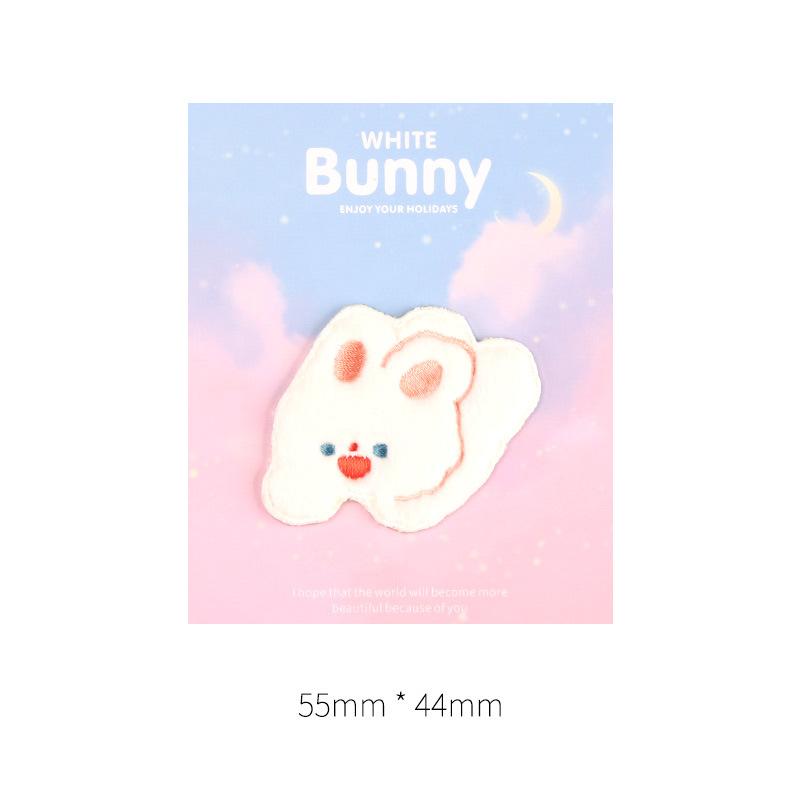 

Plush Cloth Sticker, Self-Adhesive Pattern Sticker For Clothes And Bags, Down Jacket, Pants, Holes And No Marks, Embroidery Patch Sticker. 4 #lying rabbit