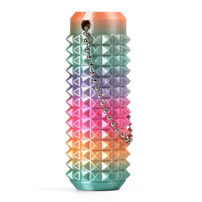 Adult Stress Relief Toy, Portable 3D Printed Breathable Keychain Pendant, 3D Printed Gradient Color Massage Roller, Used For Stress Relief
