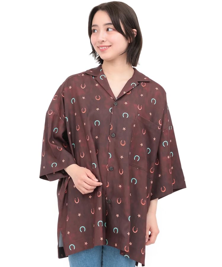 

Titicaca Assorted Open-Collar Shirt, Unisex, All-Over Print, Short Sleeve, Oversized, Free Size, Red, MOSJBC611