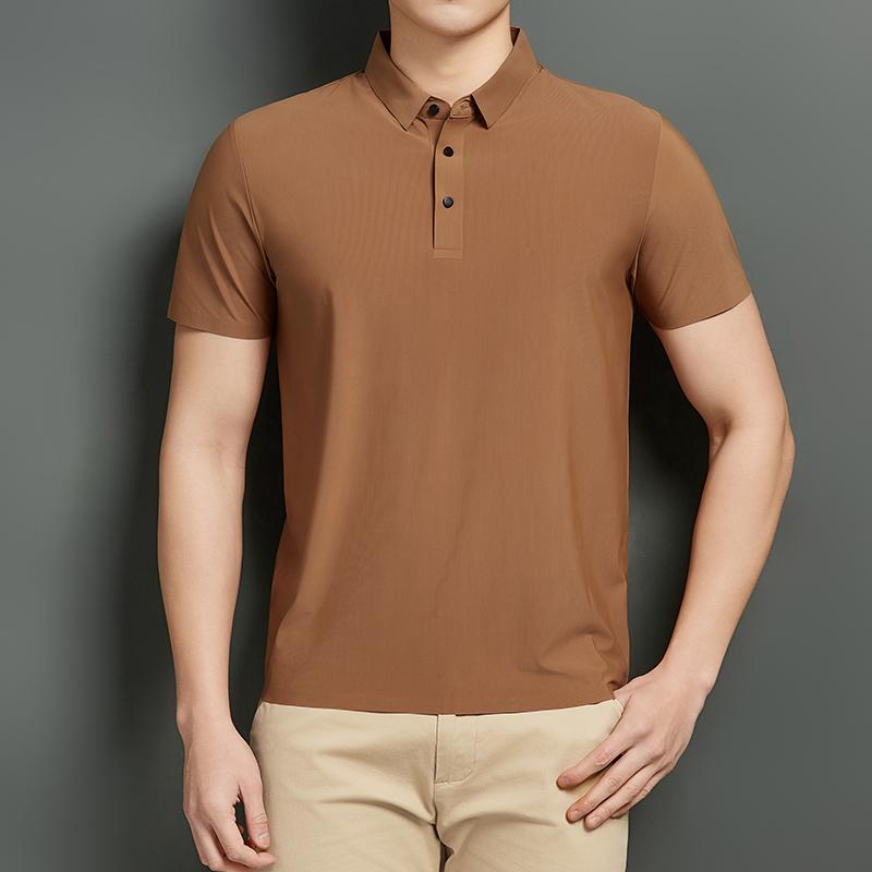 Seamless Ice Silk Seamless Polo Shirt Men s Solid Color Short Sleeve Lapel T-Shirt 2XL коричневый