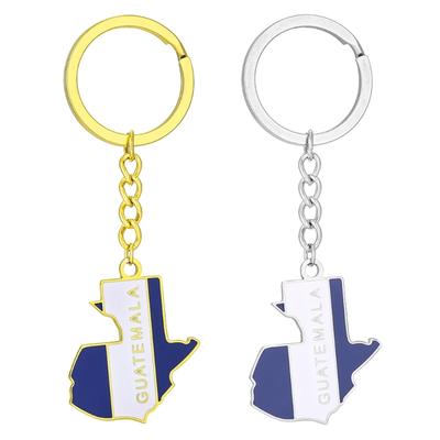 Gold-/Silberfarbiger Schlüsselanhänger Guatemala Karte Flagge Schlüsselringe Ethnischer Stil Schlüsselanhänger Ornament Personalisiertes Accessoire für Frauen