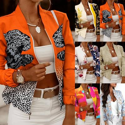 Women's Jacket Autumn and Winter Jacket Retro Zipper Casual Blazer Jacket Women