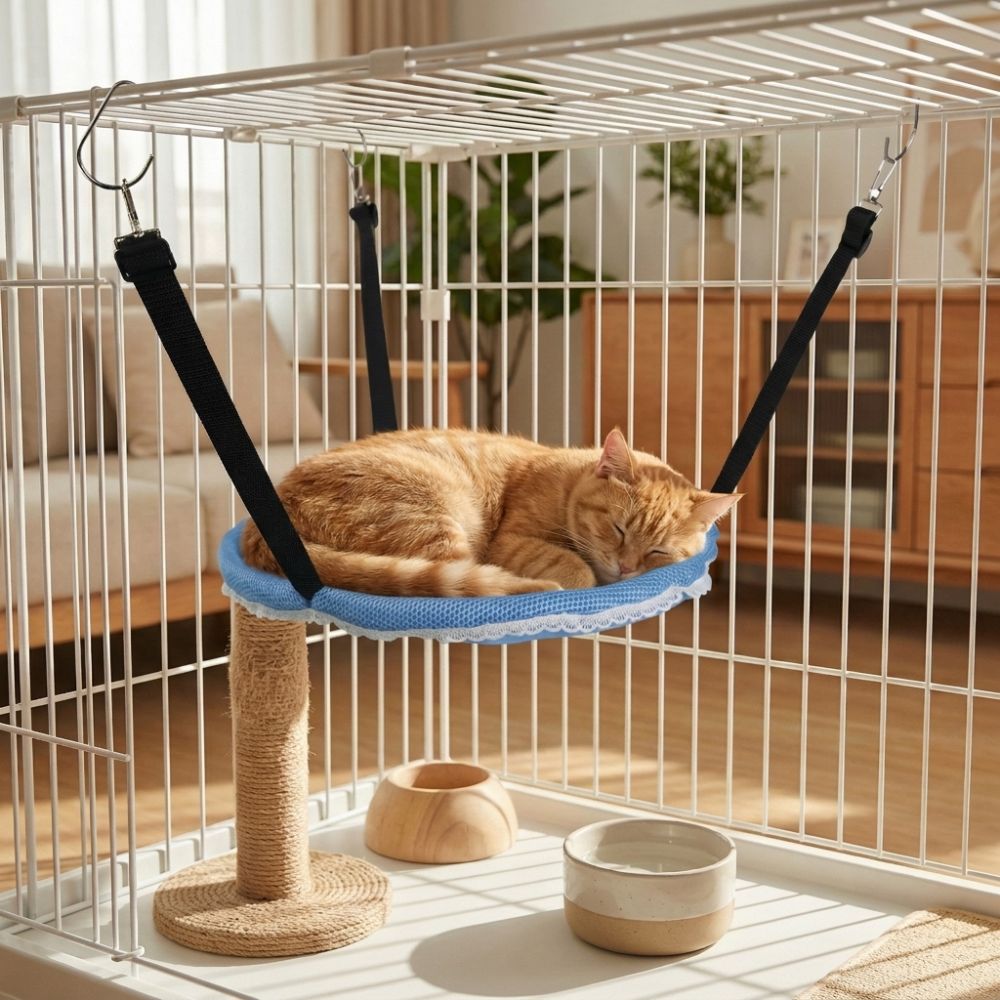 Comfortable Hanging Cat Bed Adjustable Lanyard Pet Cage Hammock Durable Cat Nest For Cat Cage