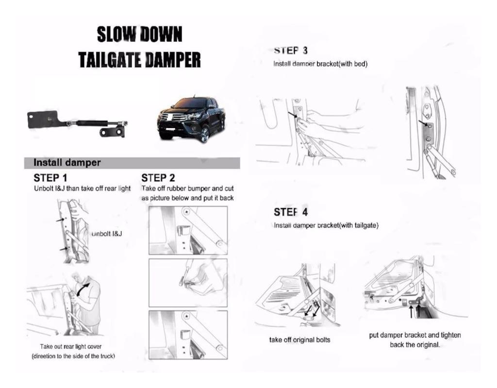 Trunk Damper for Hilux GUN125 Revo 2015-2022 Car Rear Tailgate Slow Down Support Rod
