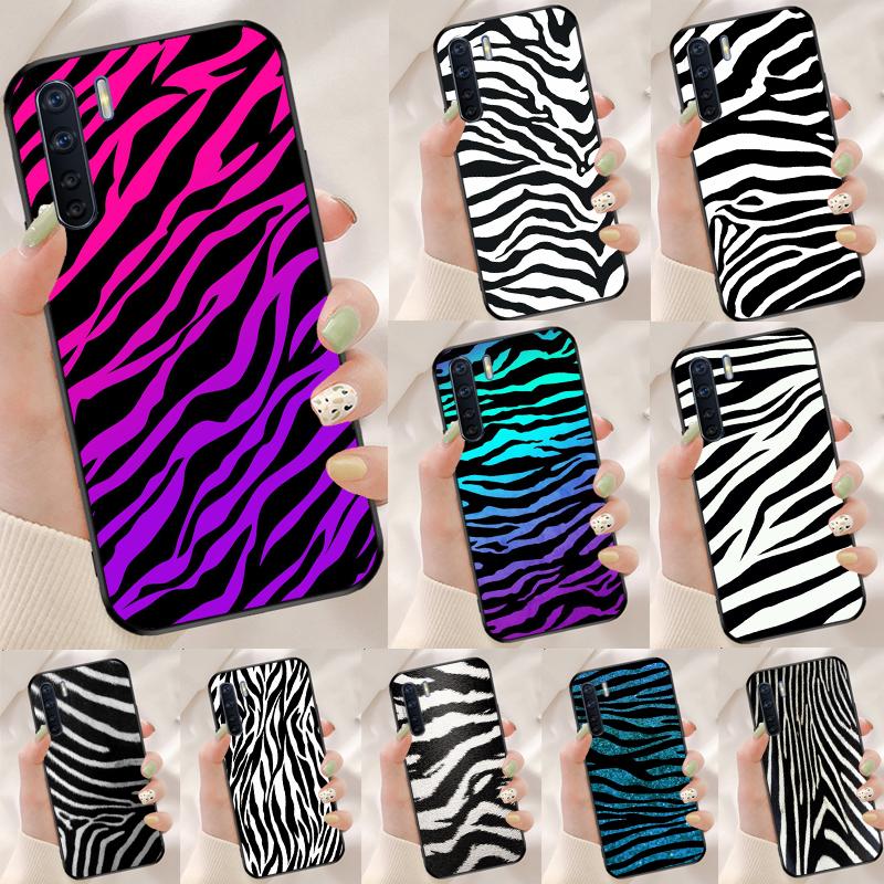 Zebra Skin Print Case For Oppo A94 A74 A54 A18 A38 A58 A78 A98 A40 A60 A80 A16 A76 A96 A15 A17 A77 A57S Cover
