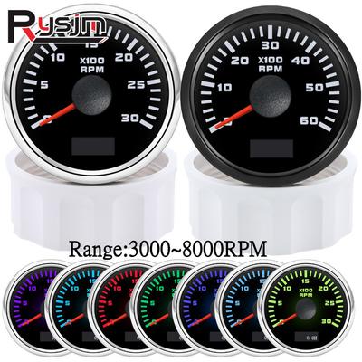 Waterproof 2" 52mm Tachometer With 7 Color Backlight 3000/4000/6000/7000/8000 RPM Tacho Gauge For Marine Car Truck 9-32V