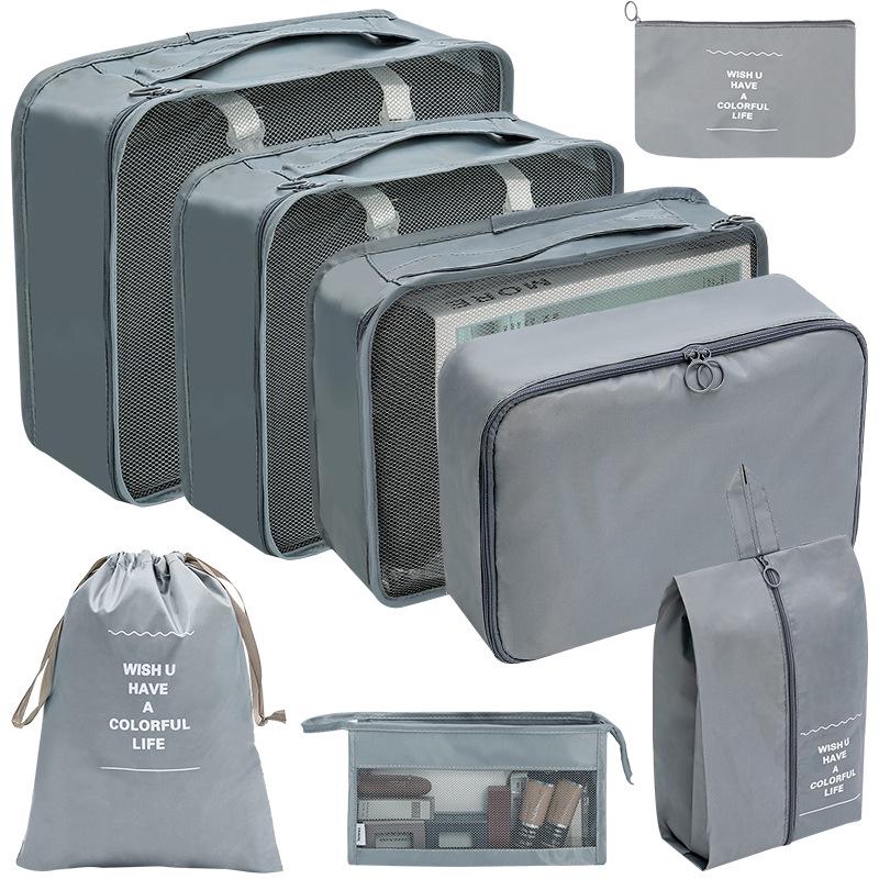 Travel Storage Set: Foldable Toiletry, Makeup, Clothes, Shoes, Digital Accessories, and Drawstring Luggage Bags.