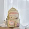 Plaid Backpack Junior High School Student Lightweight Schoolbag Color Block Large Capacity Backpack