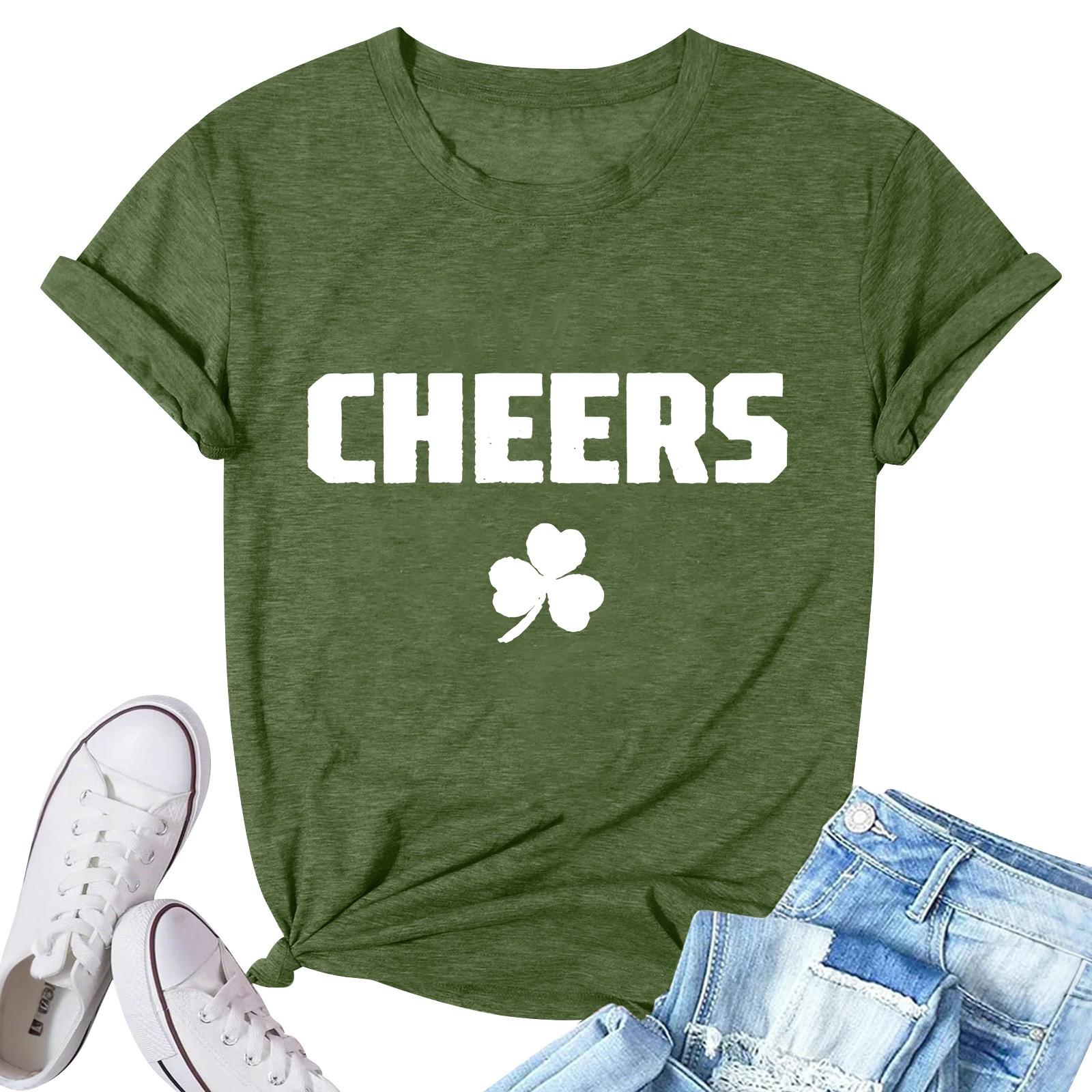 

Женский топ с круглым вырезом, повседневный принт, футболка с короткими рукавами L армия зеленый