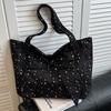 Bow Canvas Bag New Large Capacity Solid Color Shoulder Bag Fashion Commuter Casual Tote Bag Women