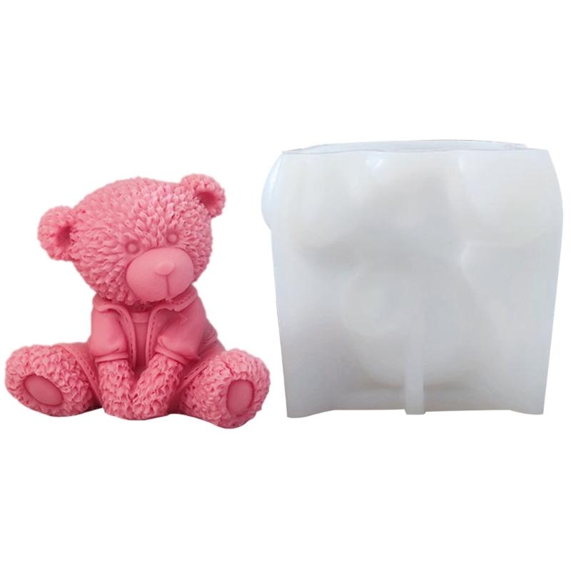 Candle Mold for Candle Making Sitting Bear Silicone Mold for Aromatherapy Plaster Colored Gypsum Mould DIY Crafts