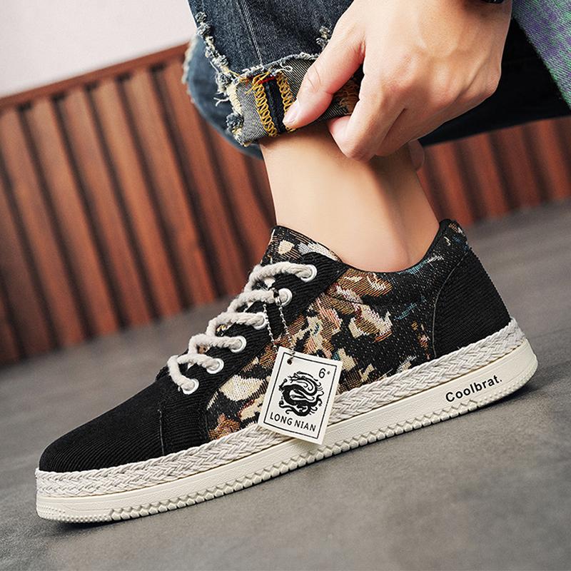 Jaro podzim pánské boty pro volný čas ploché protiskluzové značky cool mladý muž street styl obuv měkké pohodlné látkové boty