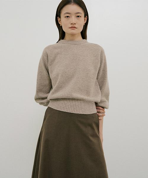 Lingseoul Whole Garment Volume Knit-Melangebeige