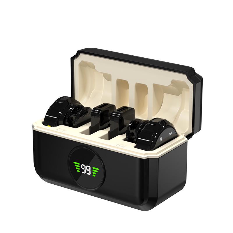 Q8 Wireless Lavalier Microphone with Charging Case | Mobile Live Streaming, Noise Reduction, Monitoring Earphone