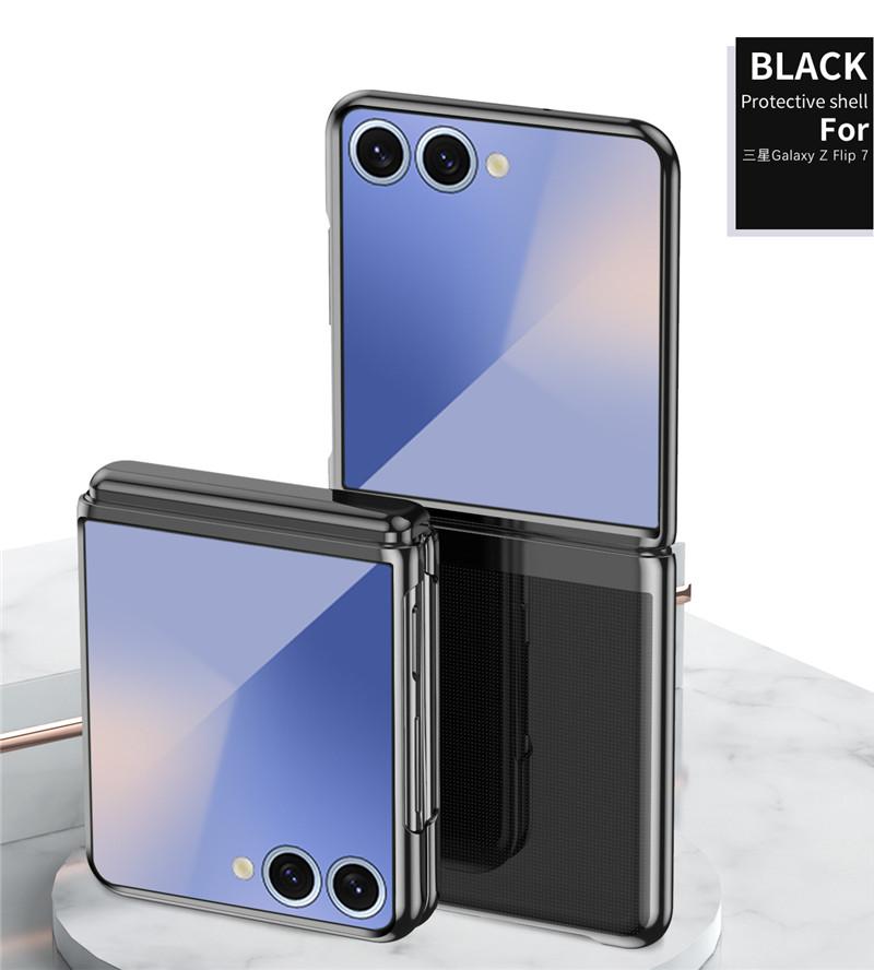 Electroplated Hard PC Folding Case For Samsung Galaxy Z FLIP 8 7 FE 6 5 4 3 Flip8 5G Plating Bumper Clear Cover