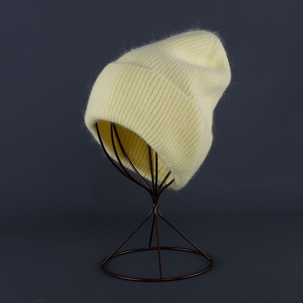 Rabbit Fur Beanies Soft Warm Fluffy Winter Hat for Women Angora Knitted Hat Beanies Female Bonnet warm Woman Knit Cap