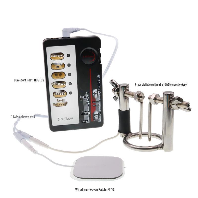 Electric Shock Pulse Urethral Dilator Kit with Stainless Steel Probe and Non-Woven Fabric Patch for Male Enhancement