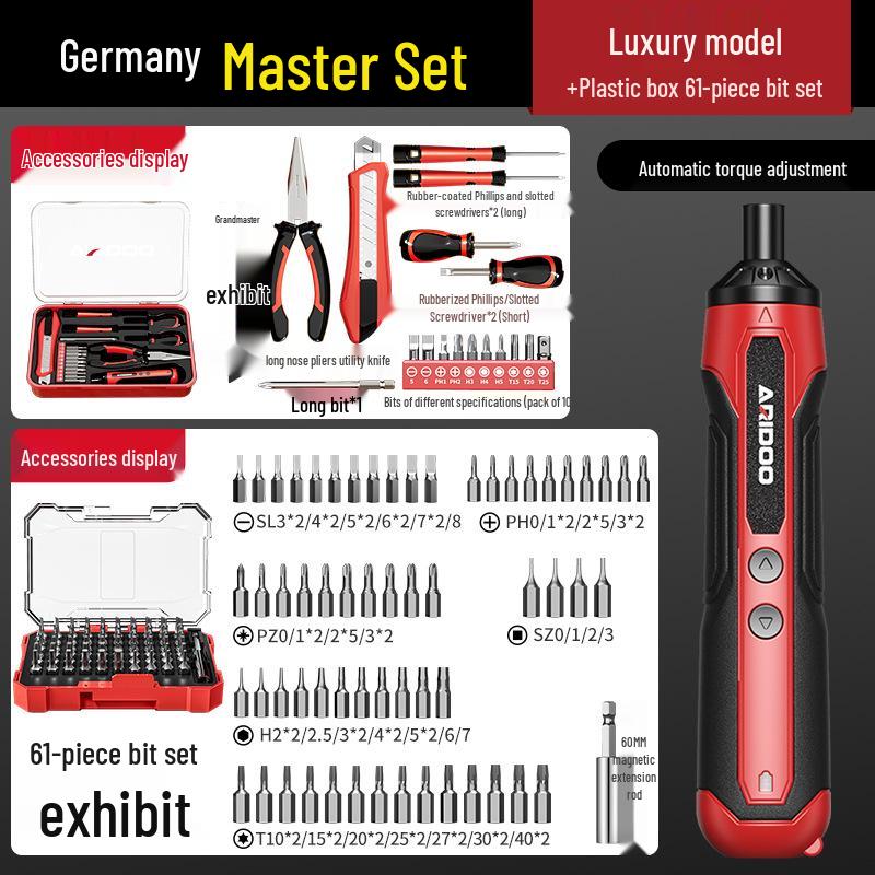 German Rechargeable Hand-Automatic Electric Screwdriver Set - Small Household Lithium Battery Tool