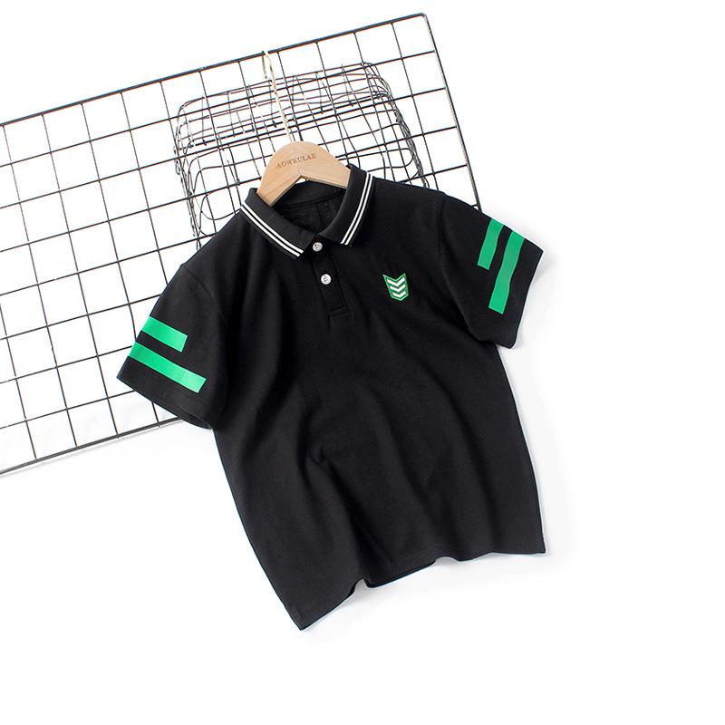 

Boys Summer Turn-Down Collar Pure Cotton Embroidered Polo T-shirt - 2026 Collection 150cm чорний