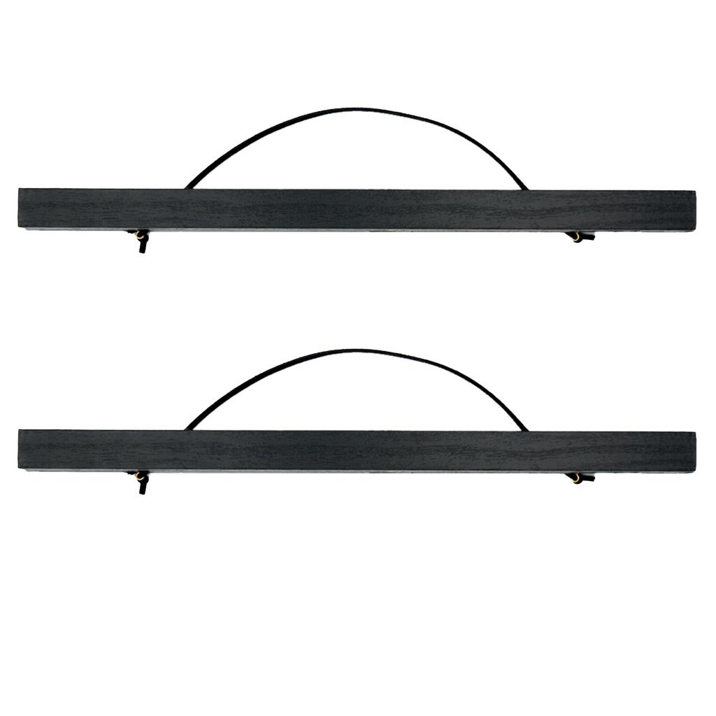 2pcs Wood Photo Artwork Hanger Black
