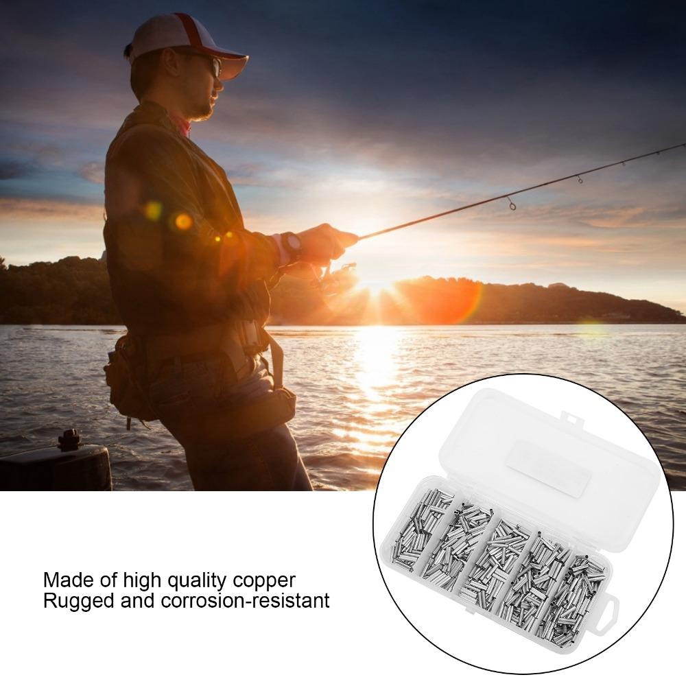 500PCS Copper Fishing Line Crimping Sleeves Fishing Crimp Sleeve Kit  for Fishing Line