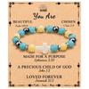 Emperor Stone Pink Zebra Beaded Bracelet with Cross Charm