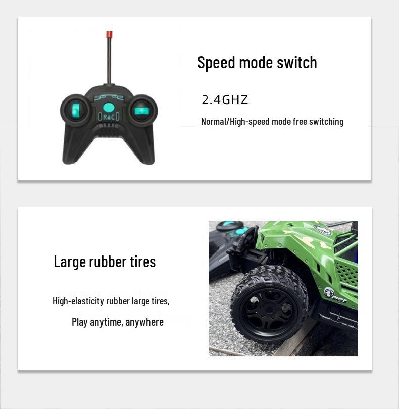 1:16 Children's Camouflage Remote Control Climbing Car with Lights and Battery Pack - Electric Off-road Toy