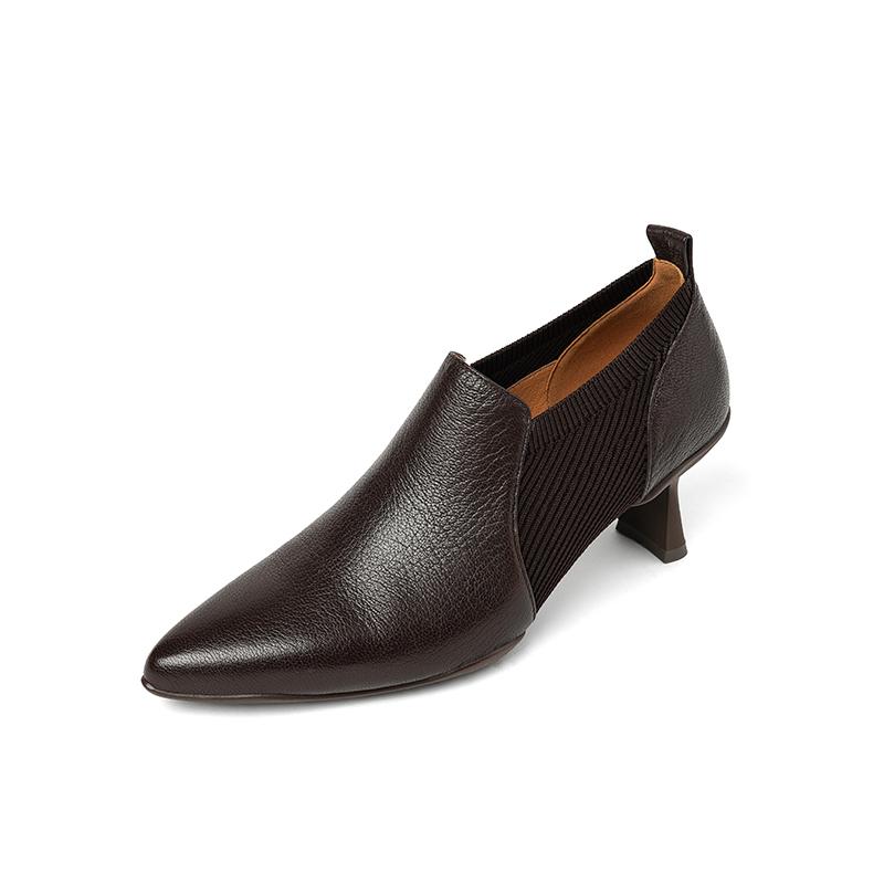 Fashion Women Pumps High Heel Genuine Leather 2025 Spring Summer Pointed  Toe Mature Working Shoes Woman Basic Office Lady Women Shoes
