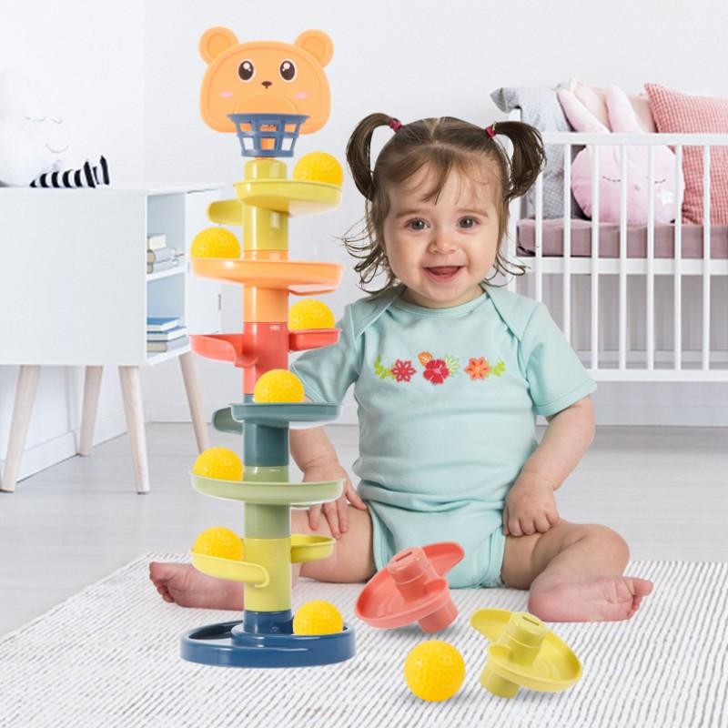 Creative Rotating Track Rolling Children's Baby Educational Toys Spinning Sliding Ball Tower Stacking