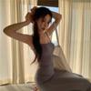 Thai Summer Waist Tight Backless Hip Skirt Showing Figure Medium and Long Skirt Sexy Hot Girl Suspender Dress Women
