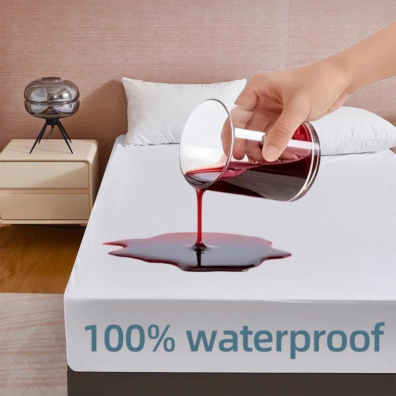 100% Waterproof Mattress Cover Bed Fitted Sheet Mattress Bedspread Protector Pads Single/Double/King/Queen Bedding Linen