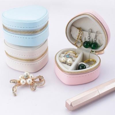 Mini Size Hanging Keychain Jewelry Box Portable Case Storage Case Mini Jewelry Box Display Organizer Heart-shaped Design