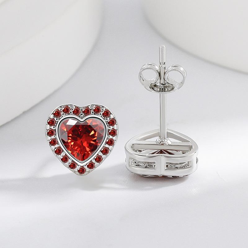 2026 Inlaid Zircon Peach Heart Earrings Women's Small Love Earrings for Your Heart, Women's Cute Heart Earrings