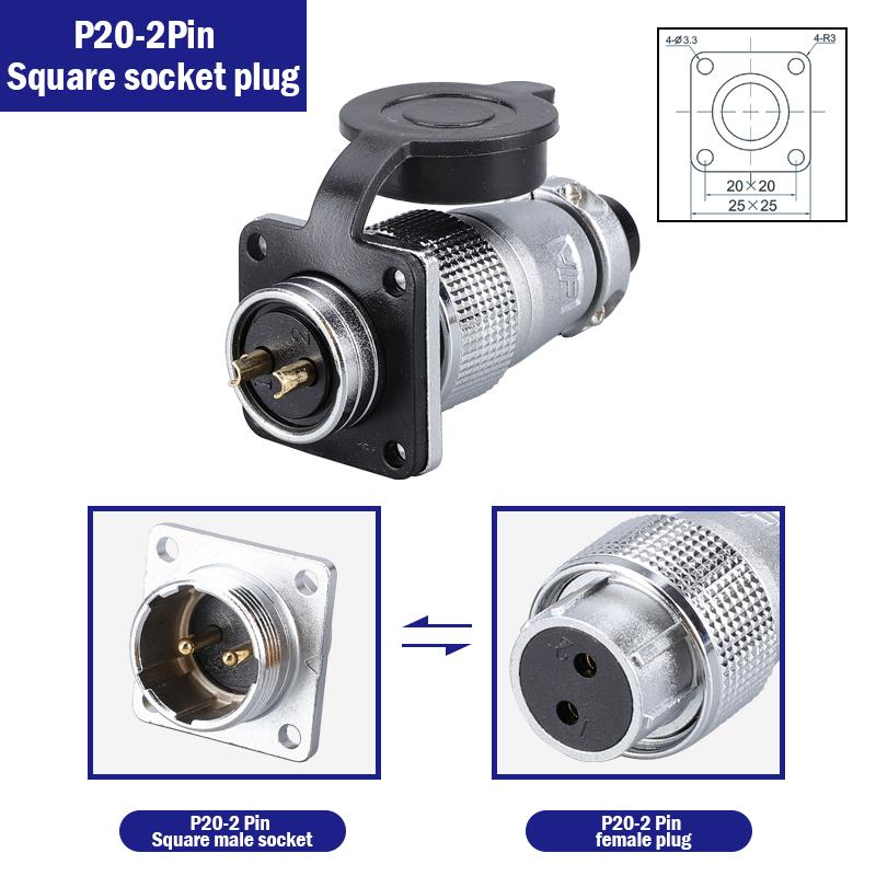 P20 Aviation Connector Plug Socket 20mm 2/3/4/5/6/7/8/9/10/12Pins WS20 Male Female Connectors