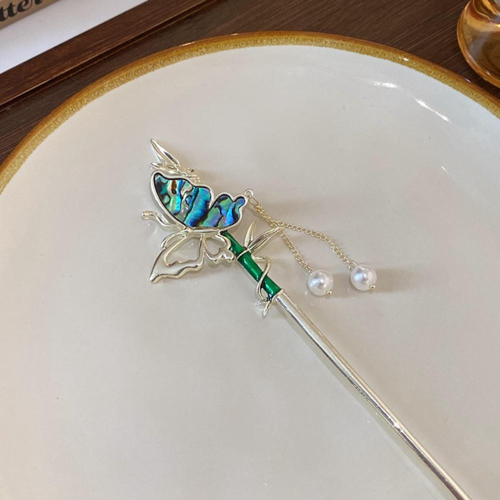 Hair Chopsticks Butterfly Headwear Imitation Pearl Butterfly Hanfu Hairpin  Wedding