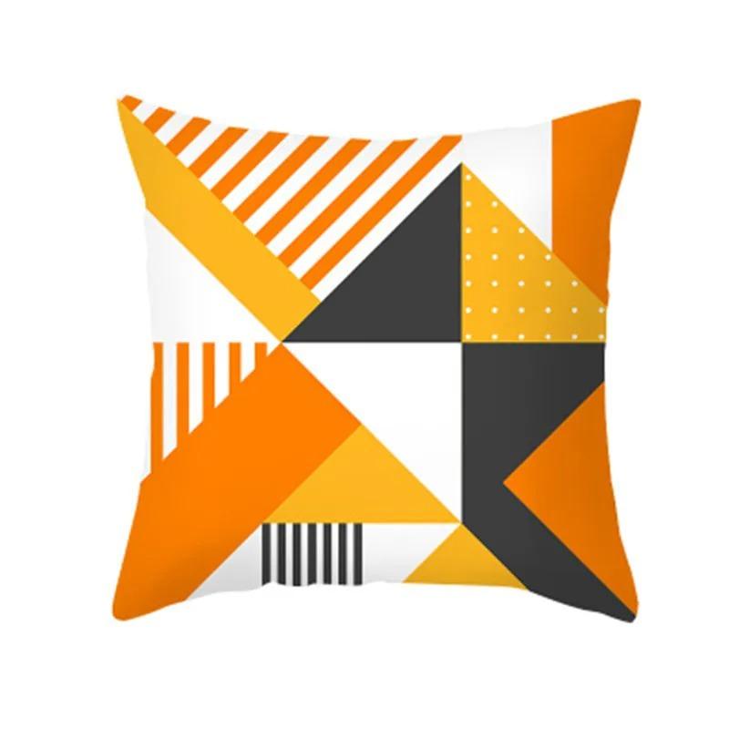 Orange Geometric Abstract Pillowcase Modern Simple Ins Style Cushion Creative Line Plant Pattern Sofa Decorative Pillow