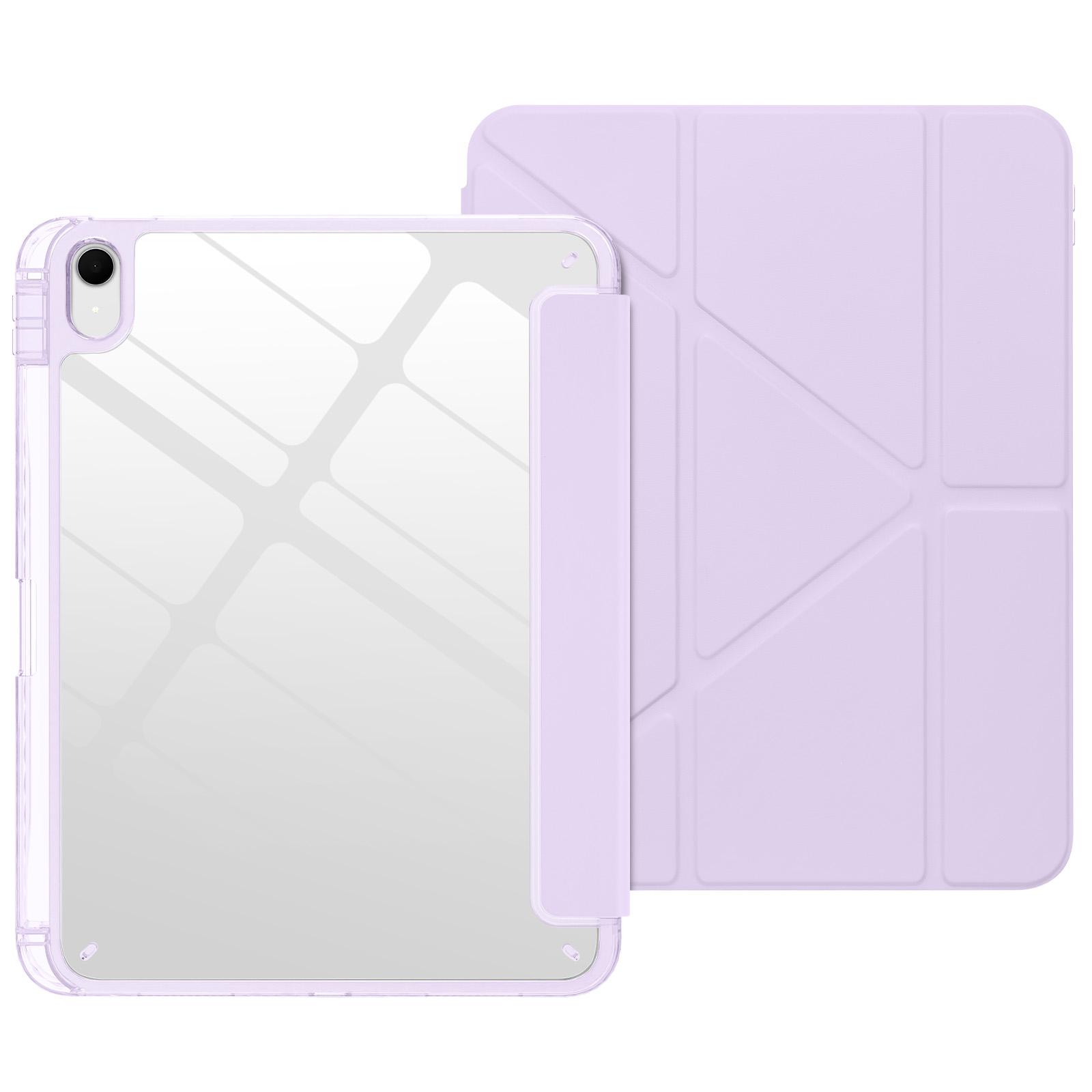 Pour iPad A16 11 10 12ème Génération iPad Pro Air 8 7 6 5 4 3 11 13 12.9' M5 M4 M3 M2 Étui Pliable en PU Acrylique avec Support pour Stylet IPad M4 Pro 11 2024 violet