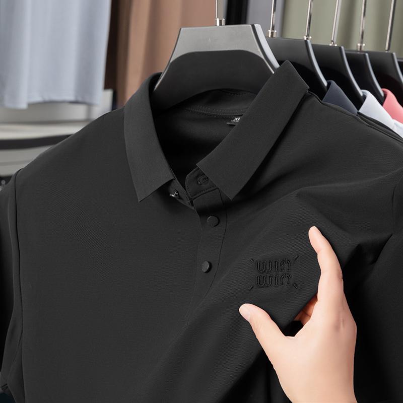 

Men s Polo Shirt Lapel Short Sleeve T-Shirt Summer Arrival Letter Embroid Traceless Business Menswear 4XL чорний