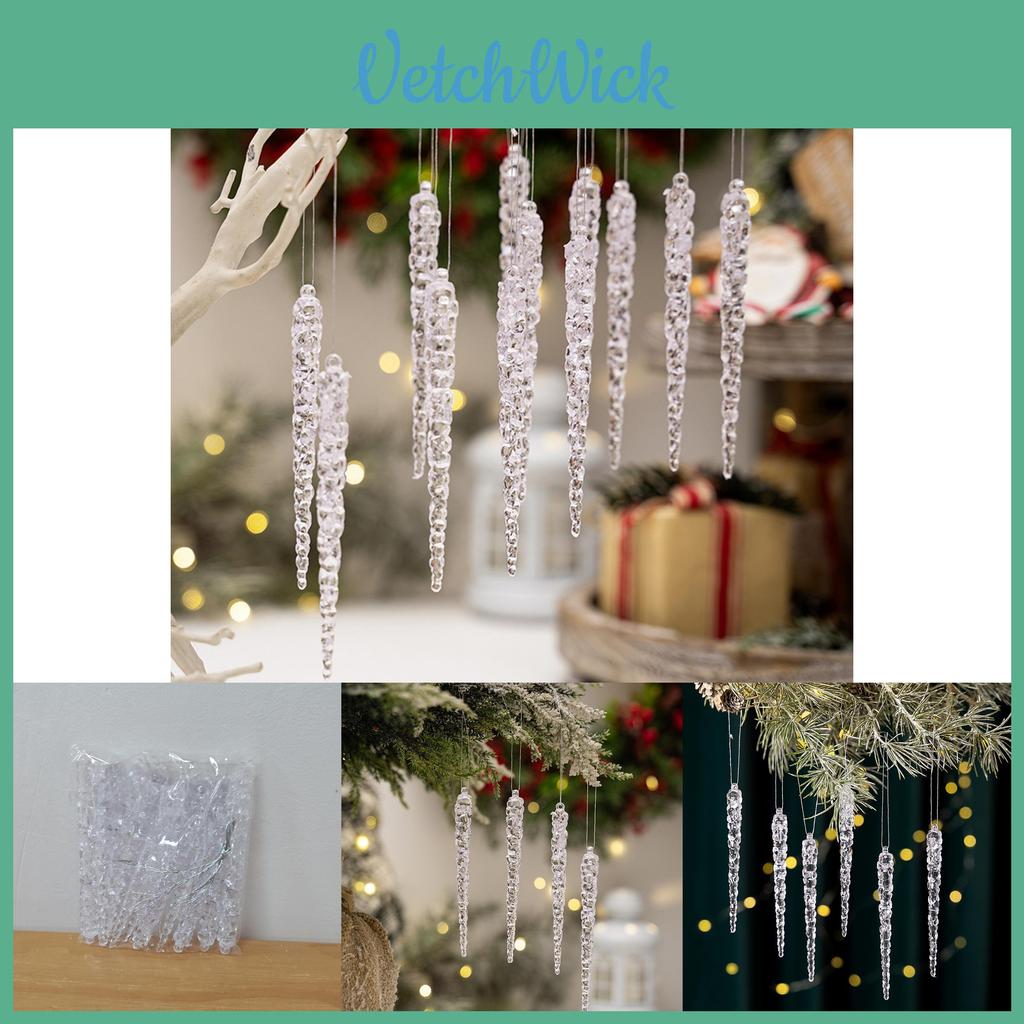 12pcs Transparent Acrylic Icicle Ornaments Stunning Christmas Tree Decorations