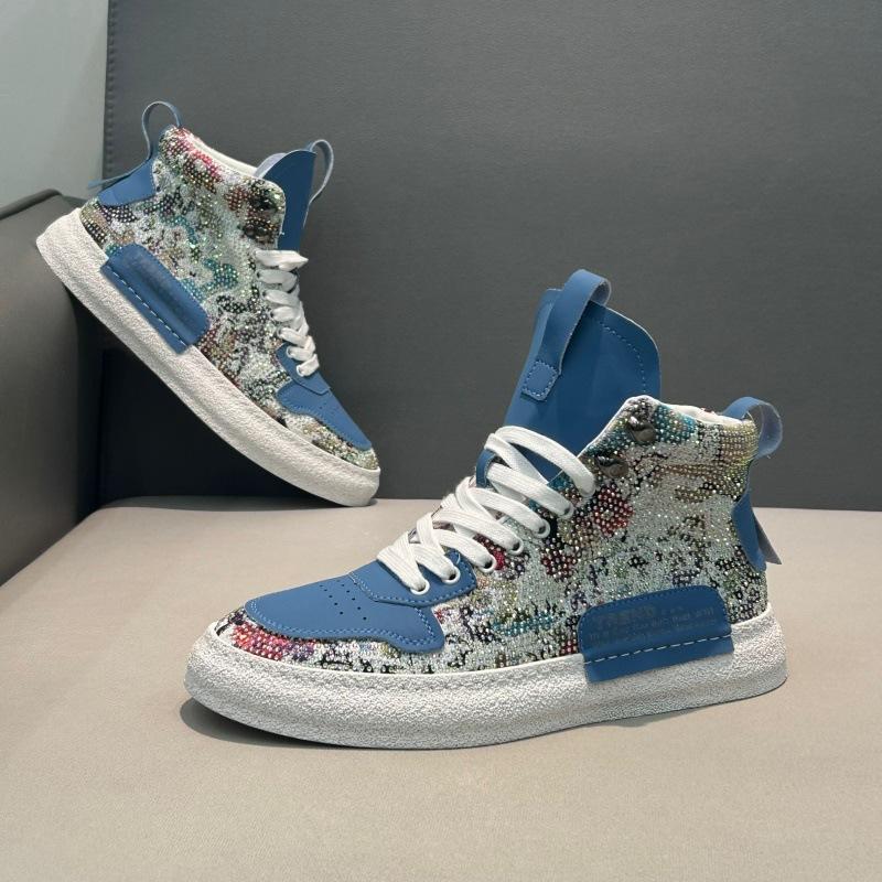 Chaussures de sport montantes chaudes, nouvelles pour le printemps, plates, brodées de strass, semelle souple confortable, à lacets, chaussures de repos xs