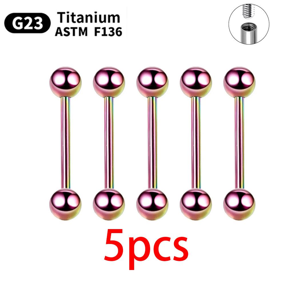 1/10pcs External Internal thread Piercing Jewelry G23 Titanium 14G 16G Long Industrial Barbell Ring Tongue Sexy Barbell