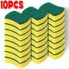 10pcs Kitchen Dishwashing Sponge Soft Absorbent Clean Rub Pot Rust Scouring Pad Removing Tool Household Cleaning Brush Sponge