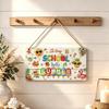 Summer Themed Gifts Wooden Hanging Sign, Beach Theme Welcome Sign Front Door Decor with Coastal Home Decorations Rope, Colorful Hanger for Seasonal