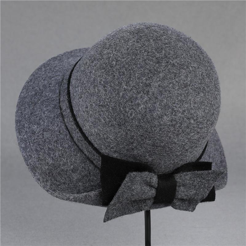 Hat women's autumn and winter woolen woolen basin hat fashion retro temperament socialite top hat bucket hat
