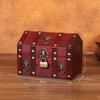 Pirate Treasure Chest With Lock Wooden Lockable Trinket Box Vintage Design Money Coin Decor Storage Box Jewelry Box