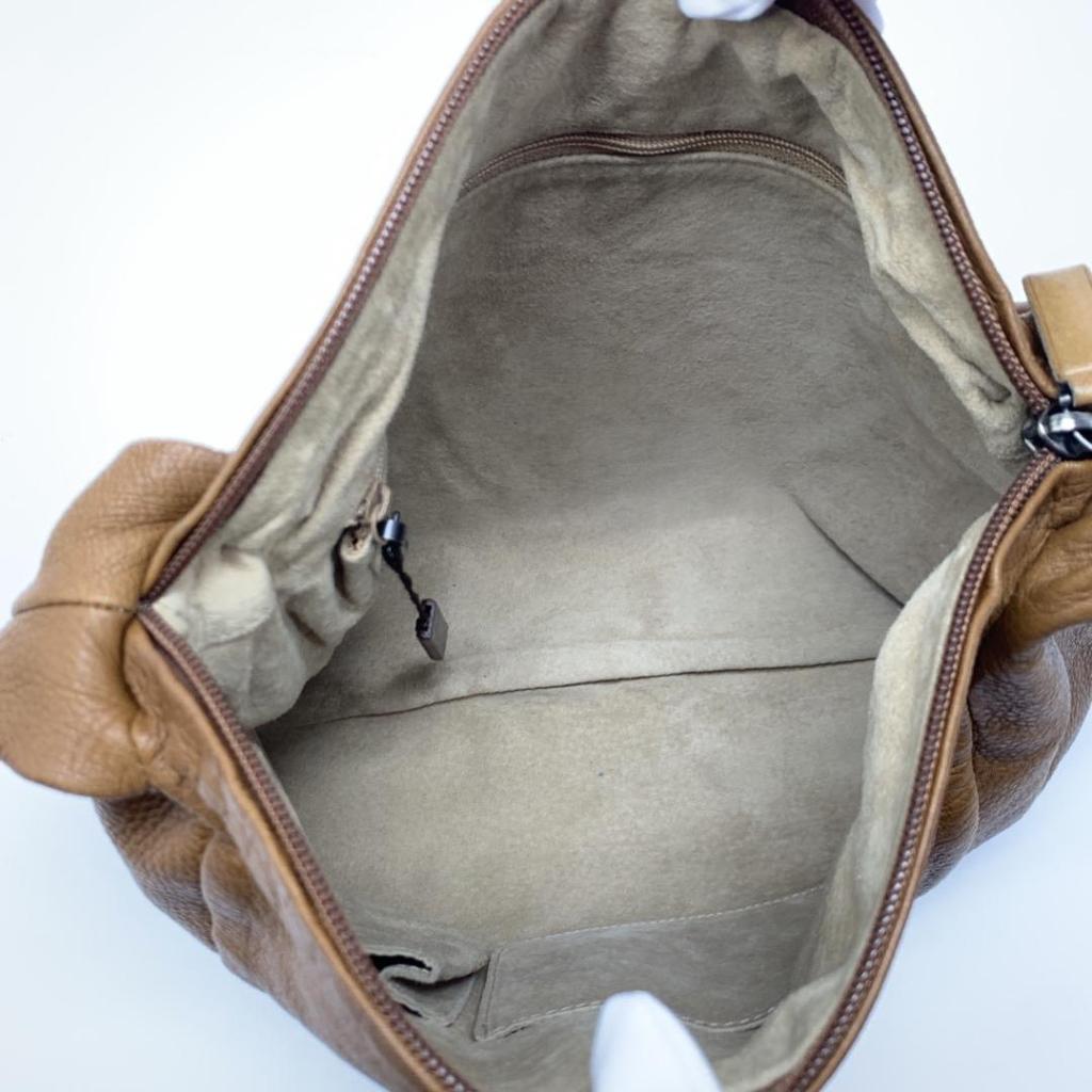 BOTTEGA VENETA Vintage Semi Shoulder Bag Single Strap Nappa Leather Brown Camel A4 Size Compatible